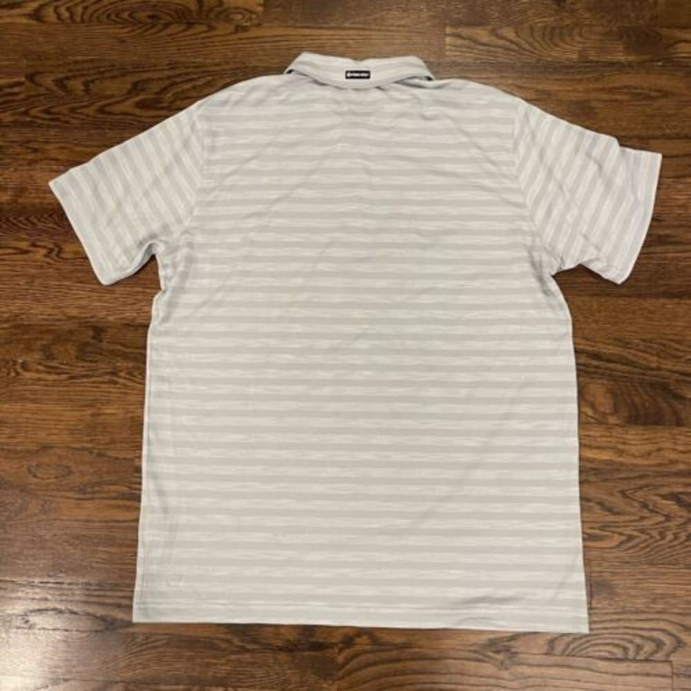 PUMA Golf Stripe Print Dry Cell Technology Performance Polo Shirt Large Gray - Picture 5 of 5